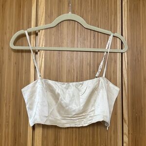 Reformation Silk Satin Crop/Bra Top in Ivory